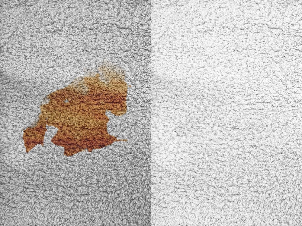 Before and after the stain removal process