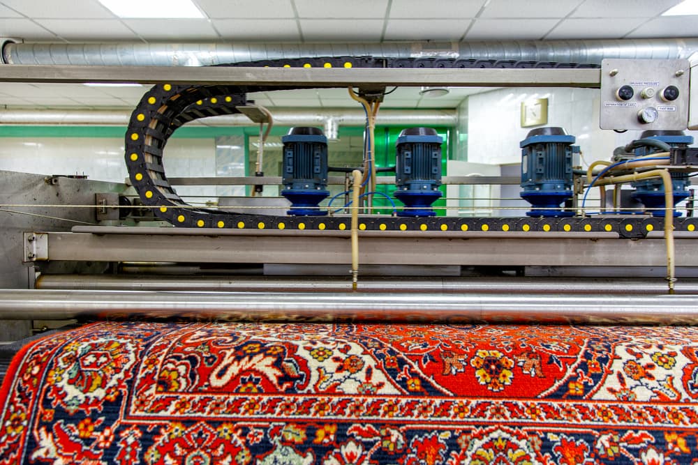 Facility showing carpets being processed