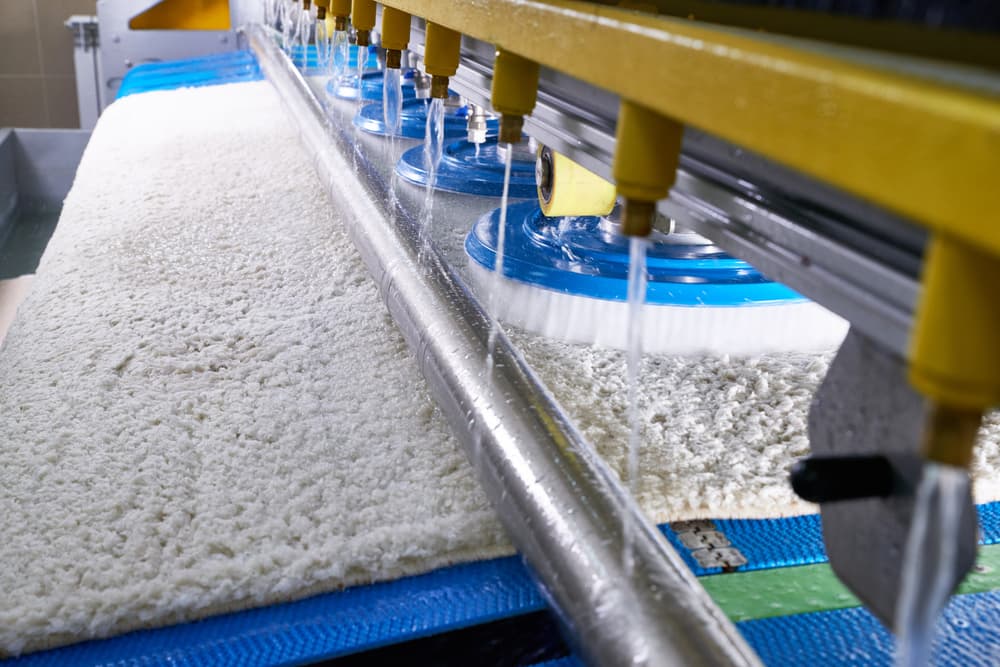 Machine-made rug cleaned with modern equipment