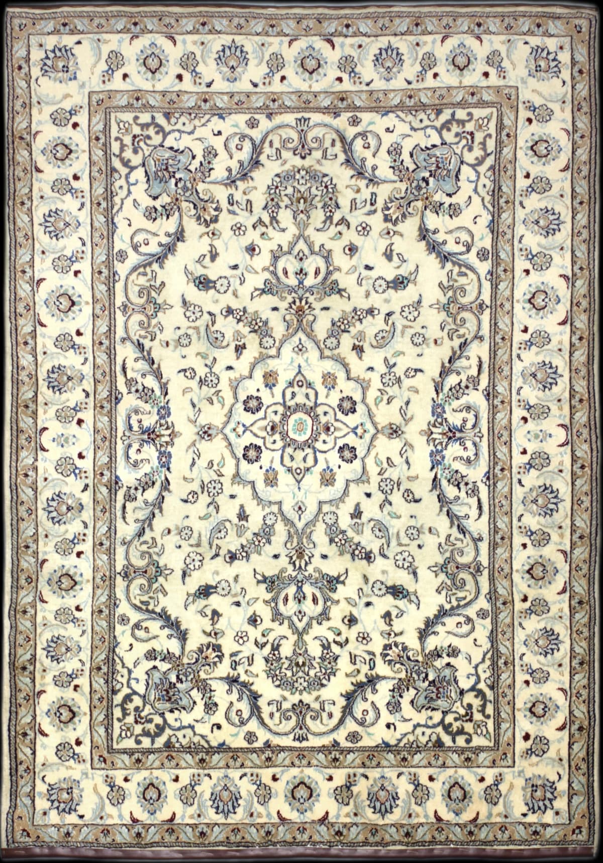 Persian rug of Nain style in dimensions 236 centimeters length by 165 centimeters width with mainly white colors